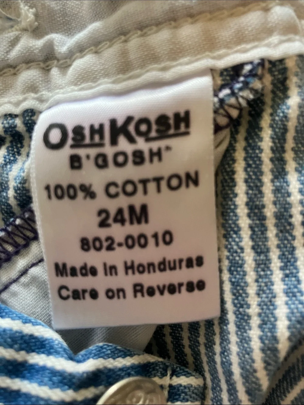 Vintage OshKosh B’gosh Vestbak hickory stripe overalls size 24 m
